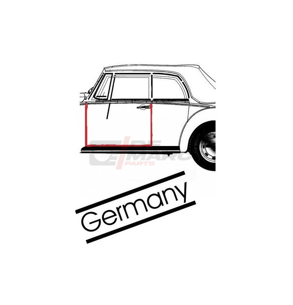 Joint de porte gauche Cabrio Coccinelle et Coccinelle de 08/1964 à 07/1979 (Haute qualité)