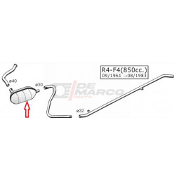 Silencieux de tuyau d'échappement avant pour Renault 4 782-845cc, R4 F4 et R6