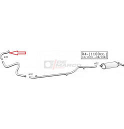 Exhaust Pipe for Renault 4 956-1108cc, R4 F4 and R4 F6