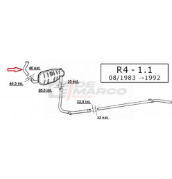 Exhaust Pipe for Renault 4 956-1108cc, R4 F4 and R4 F6