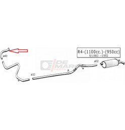 Exhaust Pipe for Renault 4 956-1108cc, R4 F4 and R4 F6