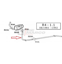 Tube d'échappement central R4 1108cc, R4 F4 et R4 F6