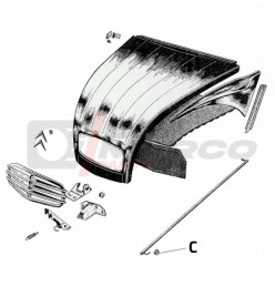 Gommino leva cambio/asta cofano, per Citroen 2CV, Dyane, Mehari, Ami 6/8