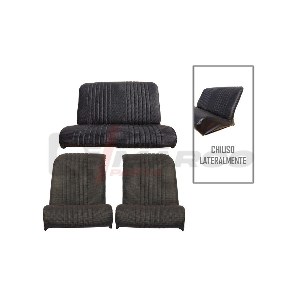 Complete seat cover kit in black perforated skai for Citroen 2CV, Dyane