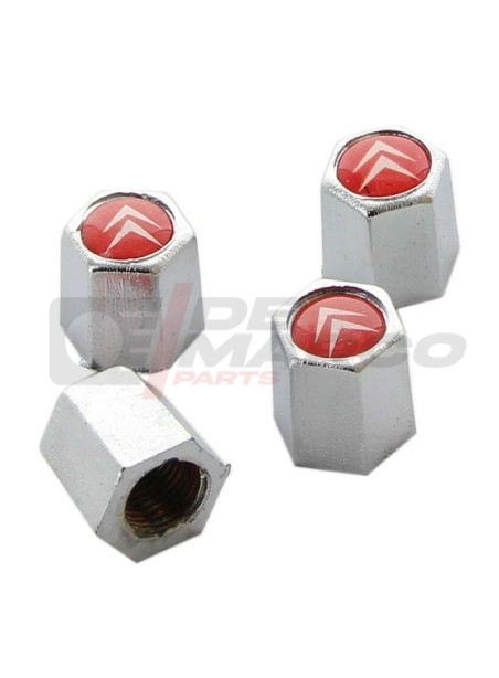 Set of 4 Tire Valve Caps with Citroen Logo