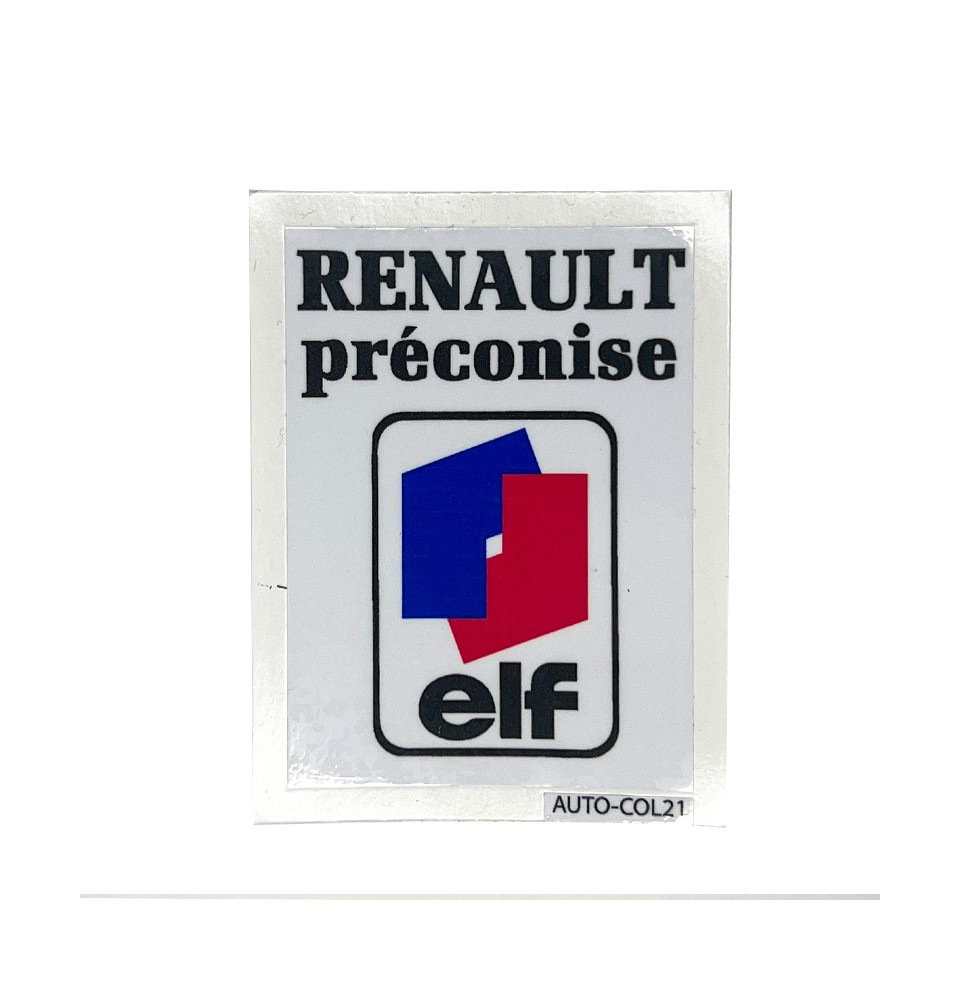 Autocollant Renault "RENAULT PRÉCONISE ELF"