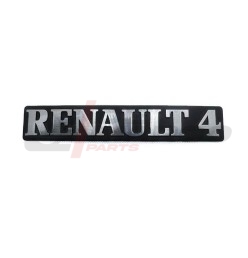 Écriture chromée "Renault 4" avec base en plastique noir