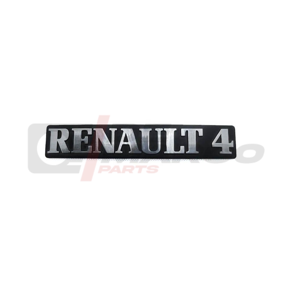 Chrome RENAULT 4 inscription with black plastic base