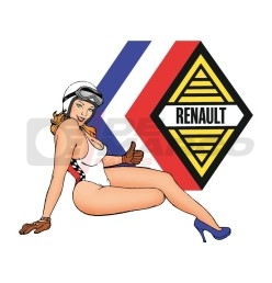 Pin up autocollant avec logo Renault sur fond blanc