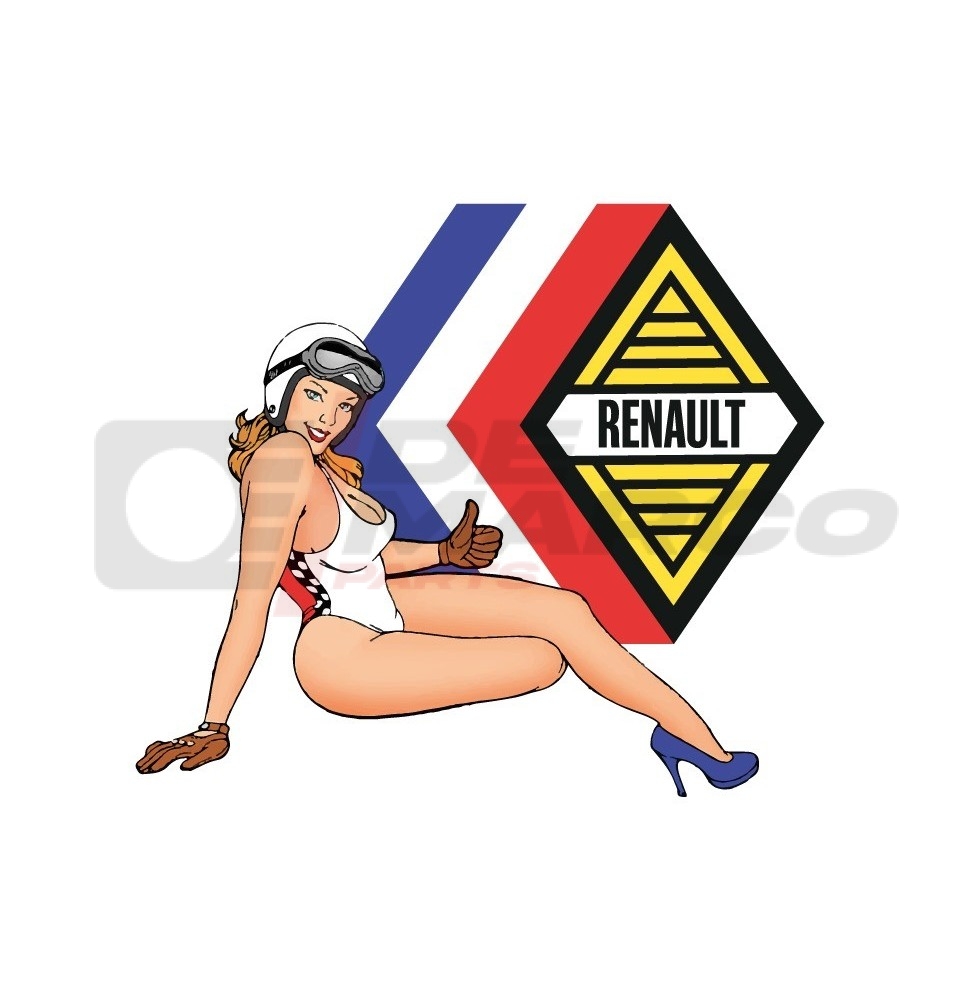 Pin up autocollant avec logo Renault sur fond blanc