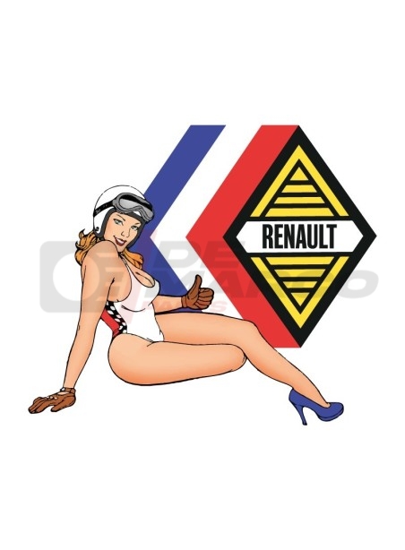 Pin up autocollant avec logo Renault sur fond blanc