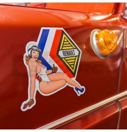 Autocollant pin-up avec le logo Renault vu de côté