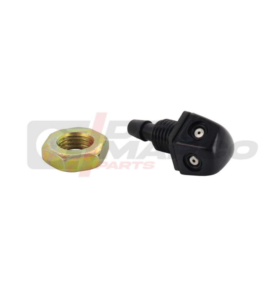 Black Windshield Washer Nozzle with 2 Adjustable Jets