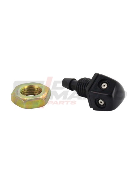 Black Windshield Washer Nozzle with 2 Adjustable Jets