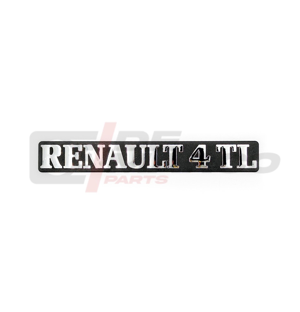 Chrome RENAULT 4 TL inscription with black plastic base