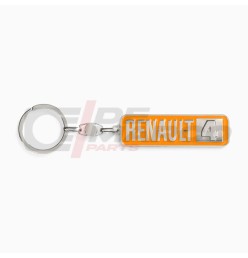 Renault 4L Orange Metal Keychain