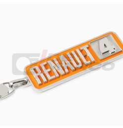 Renault 4L Orange Metal Keychain